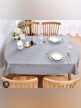 Gray Linen-Style Tablecloth - Home Dining